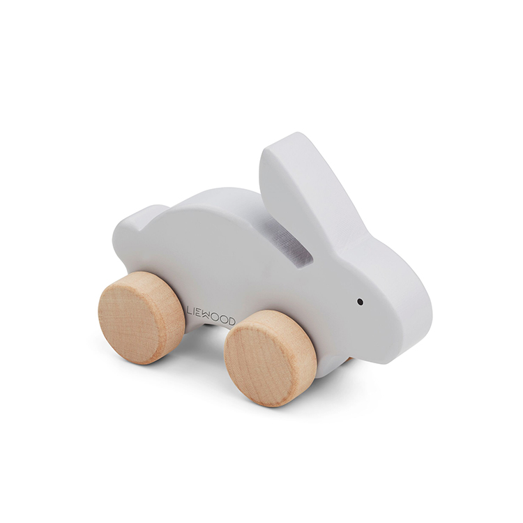 木製動物造型嚕嚕車 灰兔子